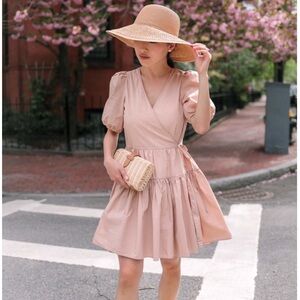 J. Crew Puff-sleeve cotton poplin wrap dress in Warm clay Size XXSP